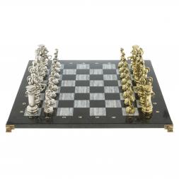 Шахматы "Древний Рим" доска 44х44 см мрамор с металлическими фигурами