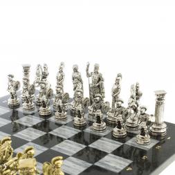 Шахматы "Древний Рим" доска 44х44 см мрамор с металлическими фигурами