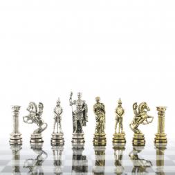 Шахматы "Древний Рим" доска 44х44 см мрамор с металлическими фигурами