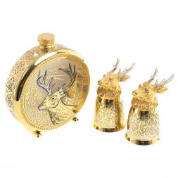 Подарочный набор "Олень" фляжка и 2 стопки перевертыша Златоуст