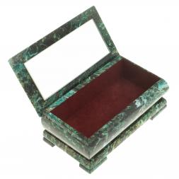 Шкатулка с иллюстрацией "Стая волков" камень змеевик 17,5х9,5х7,5 см