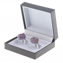 Запонки камень чароит овальные