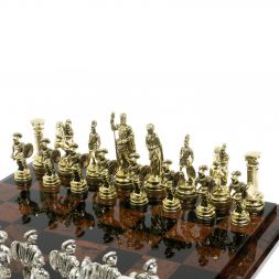 Шахматы "Древний Рим" доска из обсидиана 40х40 см