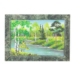 Картина из камня "Летний пейзаж" рамка змеевик 13х18 см