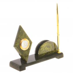 Мини-набор с часами "Ромб" камень змеевик