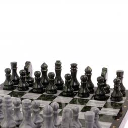 Шахматный набор 3 в 1 мрамор, змеевик с гравировкой