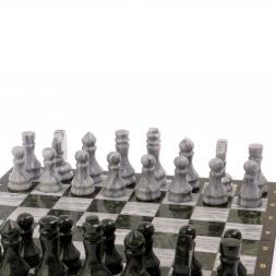 Шахматный набор 3 в 1 мрамор, змеевик с гравировкой