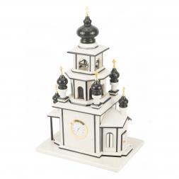 Эксклюзивные часы "Церковь" из натурального камня мрамор змеевик