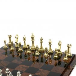 Шахматы "Стаунтон" доска из обсидиана 40х40 см