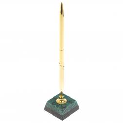 Подставка под ручку из темно-зеленого змеевика 5х5х22 см