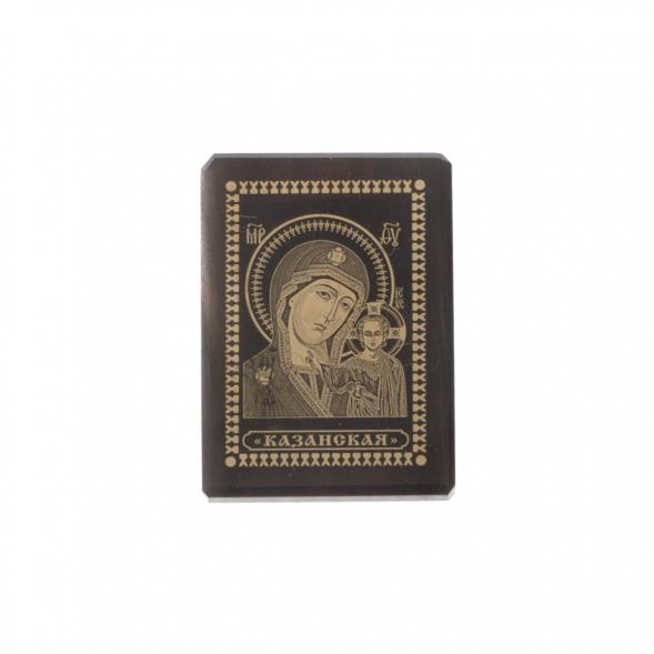 Икона в машину &amp;quot;Казанская БМ&amp;quot; обсидиан 2,5х3,5 см 130404