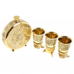 Подарочный набор "Рысь" фляжка и 3 стопки перевертыша Златоуст