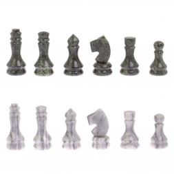Шахматы с гравировкой "Турнирные" доска 38х38 см серый мрамор, змеевик