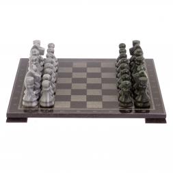 Шахматы с гравировкой "Турнирные" доска 38х38 см серый мрамор, змеевик