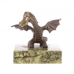 Статуэтка из бронзы &amp;quot;Дракончик&amp;quot; на подставке из змеевика