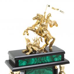 Каминные часы "Георгий Победоносец" малахит