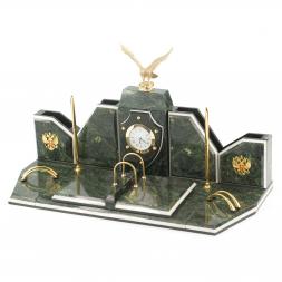 Письменный набор из камня "Орел" змеевик бронза