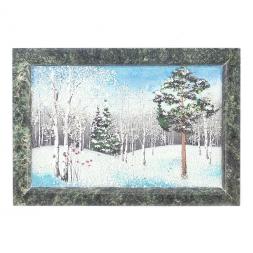 Картина из камня "Зимний пейзаж" рамка змеевик 13х18 см