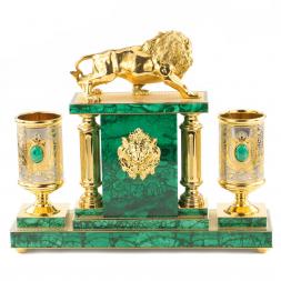 Настольный набор "Лев" малахит