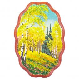 Панно овальное "Осень" 19х12,5 см каменная крошка
