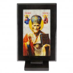 Икона на подставке &amp;quot;Николай Чудотворец&amp;quot; из черного змеевика