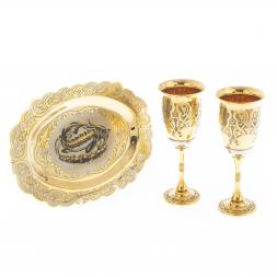 Набор две рюмки на подносе &amp;quot;Селедочница&amp;quot; Златоуст