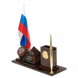 Настольный набор "Шефик" из обсидиана