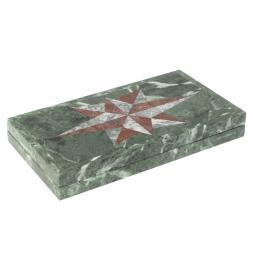 Нарды из камня "Роза ветров" серый мрамор / лемезит