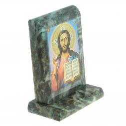 Икона настольная Спаситель малая змеевик 7,5х6,5х8 см