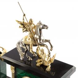 Письменный прибор "Георгий Победоносец" из малахита 7 предметов