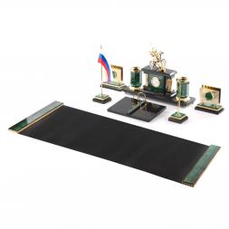 Письменный прибор "Георгий Победоносец" из малахита 7 предметов