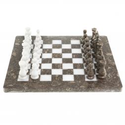 Шахматы сувенирные "Битва" камень мрамор ракушечник 25х25 см