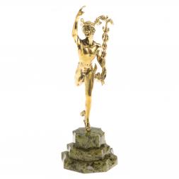 Бронзовая статуэтка "Гермес" на подставке из змеевика