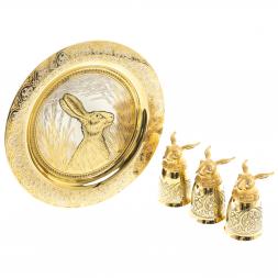 Подарочный набор "Заяц" тарелка и 3 стопки перевертыша Златоуст