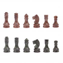 Шахматы из камня "Традиционные" доска 38х38 см лемезит, змеевик