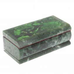 Шкатулка с иллюстрацией под малахит со скосом 14х7х5 см