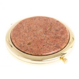 Зеркало круглое из камня пегматит цвет золото