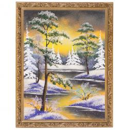 Картина "Зимняя ночь" багет 36х46 см, каменная крошка