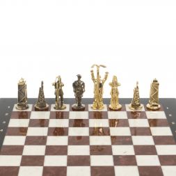 Шахматы подарочные "Нефтяники" 44х44 см лемезит мрамор