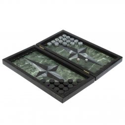 Каменные нарды "Звезда" серый мрамор гранит