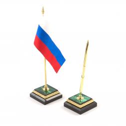 Письменный прибор "Орел" из малахита 7 предметов