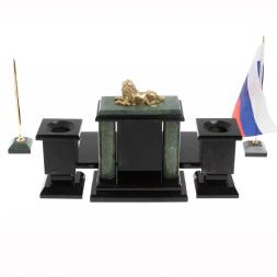 Настольный набор "Лев" из офиокальцита