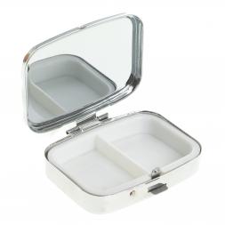 Таблетница на 2 отделения камень мусковит цвет серебро