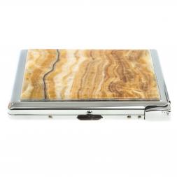 Портсигар на 10 сигарет с зажигалкой камень оникс