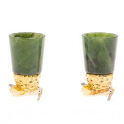 Стопки перевертыши &amp;quot;Осетры&amp;quot; 2 шт нефрит бронза Златоуст