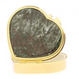 Таблетница "Сердце" на 3 отделения камень серафинит цвет золото