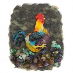 Магнит "Петух на бочке с монетами" змеевик