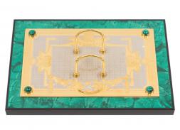 Настольный набор "Георгий Победоносец" из натурального малахита