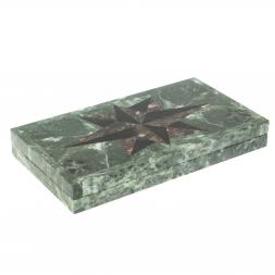 Нарды из камня "Роза ветров" конгломерат / черный змеевик