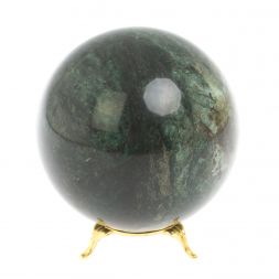 Шар из темно зеленого шабровского змеевика 10,5 см